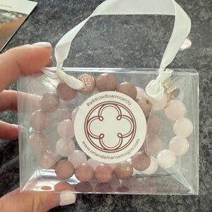 Pink and Brown Beaded Bracelet Set certificate attached